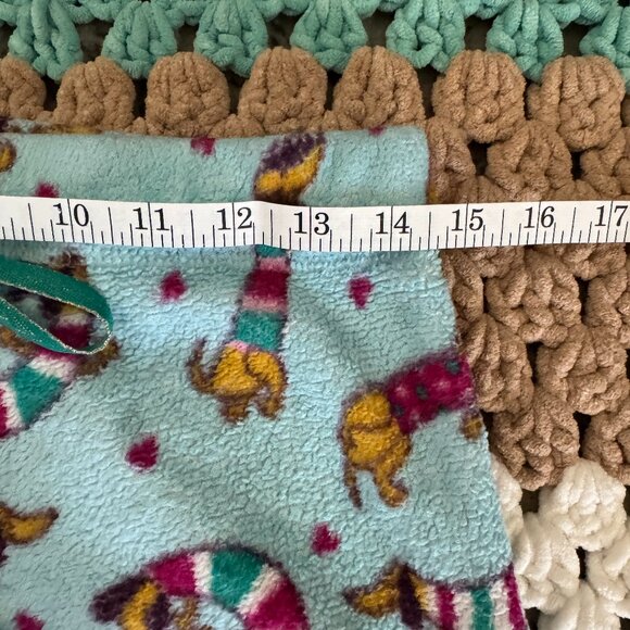 Teal Blue Weiner Dog Doxi Dashound Fleece PJ Pajama Lounge Pants Womans sz Small - Picture 2 of 3